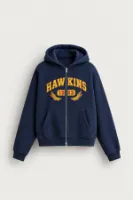 Hawkins - Lacivert - Boxy Fit - Çift Fermuarlı Kapüşonlu - Erkek Sweatshirt