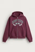 Hawkins - Bordo - Boxy Fit - Çift Fermuarlı Kapüşonlu - Erkek Sweatshirt