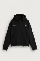 Whatever - Siyah - Boxy Fit - Kapüşonlu Çift Fermuarlı - Erkek Kazak