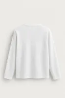 Kiearan - Beyaz - Yakası Düğmeli - Uzun Kollu Erkek Tshirt