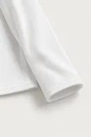 Kiearan - Beyaz - Yakası Düğmeli - Uzun Kollu Erkek Tshirt