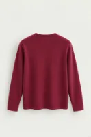 Kiearan - Bordo - Yakası Düğmeli - Uzun Kollu Erkek Tshirt