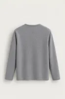 Kiearan - Açık Gri - Yakası Düğmeli - Uzun Kollu Erkek Tshirt