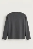 Kiearan - Koyu Gri - Yakası Düğmeli - Uzun Kollu Erkek Tshirt
