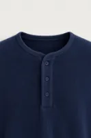 Kiearan - Lacivert - Yakası Düğmeli - Uzun Kollu Erkek Tshirt
