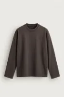 Alvan - Kahverengi - Yıkama Efektli - Uzun Kollu Erkek Tshirt