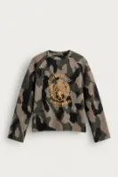 Chaos - Haki - Oversize Fit Kamuflaj Desenli - Erkek Sweatshirt