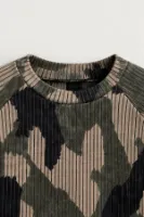 Chaos - Haki - Oversize Fit Kamuflaj Desenli - Erkek Sweatshirt