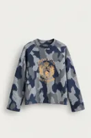 Chaos - Navy - Oversize Fit Kamuflaj Desenli - Erkek Sweatshirt