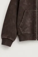 Reborn - Kahverengi - Oversize Fit Fermuarlı - Kapüşonlu Erkek Sweatshirt