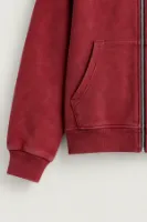 Reborn - Kırmızı - Oversize Fit Fermuarlı - Kapüşonlu Erkek Sweatshirt