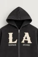 LA Ravage - Siyah - Oversize Fit - Fermuarlı Erkek Ceket ve Erkek Eşofman Takımı