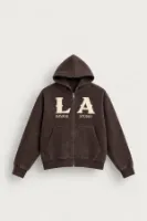 LA Ravage - Kahverengi - Oversize Fit - Fermuarlı Erkek Ceket ve Erkek Eşofman Takımı