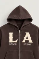 LA Ravage - Kahverengi - Oversize Fit - Fermuarlı Erkek Ceket ve Erkek Eşofman Takımı