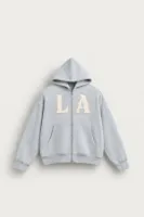 LA Ravage - Bebe Mavi - Oversize Fit - Fermuarlı Erkek Ceket ve Erkek Eşofman Takımı