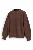 Lars - Kahverengi - Bisiklet Yaka - Oversize Fit - Pamuklu Erkek Kazak