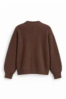 Lars - Kahverengi - Bisiklet Yaka - Oversize Fit - Pamuklu Erkek Kazak