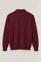Kelso - Bordo - Pamuklu Feruarlı Polo Yaka - Erkek Kazak