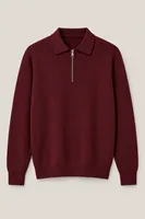 Kelso - Bordo - Pamuklu Feruarlı Polo Yaka - Erkek Kazak