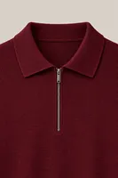 Kelso - Bordo - Pamuklu Feruarlı Polo Yaka - Erkek Kazak